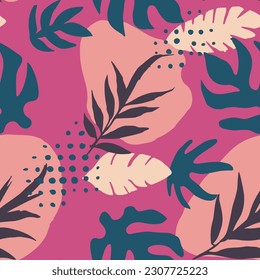 Purple Seamless Creative Decorative Style Print. Orange Endless Summer Organic Element, Seamless Art. Yellow Continuous Nature Plant Surface Backdrop. 