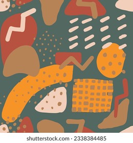 Purple Seamless Creative Decorative Template Sketch. Orange Endless Classic Retro Artwork, Seamless Wallpaper. Vibrant Seamless Grunge Hand Drawn Fabrics Pattern