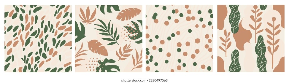 Purple Seamless Doodle Retro Textile Background. Pink Repetitive Fashion Artistic Lines, Seamless Texture. Green Repeated Summer Plant Artwork Print. 