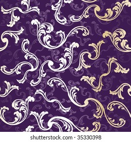 Purple seamless elegant floral background (vector); a JPG version is also available