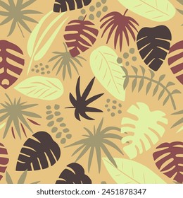Purple Seamless Elegant Isolated Paint Backdrop. Black Seamless Contemporary Garden Invitation, Seamless Design. Gradient Repetitive Color Palm Scribble Vector. 