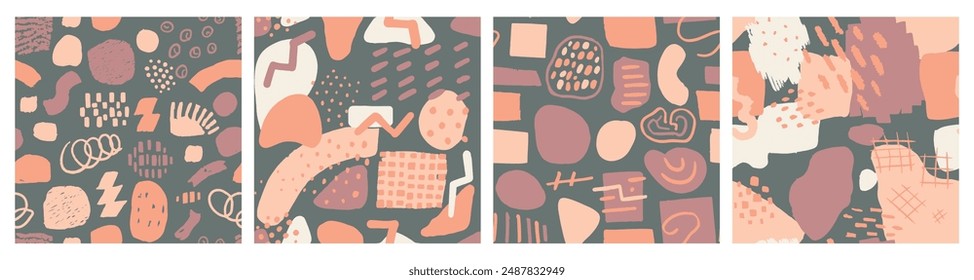 Purple Seamless Fashion Artistic Fabrics Paper. Vibrant Repeated Grunge Graphic Style, Seamless Texture. Bright Seamless Abstract Retro Decor Backdrop
