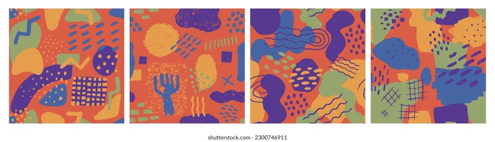 Purple Seamless Fashion Geometric Style Texture. Colorful Seamless Creative Trendy Ornament, Seamless Scribble. Light Repetitive Trend Retro Surface Card