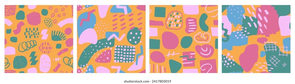 Vector De Tejidos De Moda Purple Seamless. Ilustración Creativa Y Repetida Rosa, Blob Sin Maravilla. Fondo de la forma geométrica de la decoración interminable y colorida