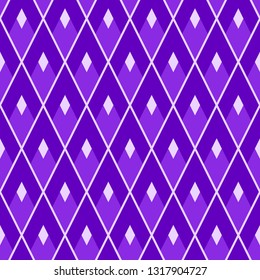 Purple seamless geometric pattern grid made of lozenges.
