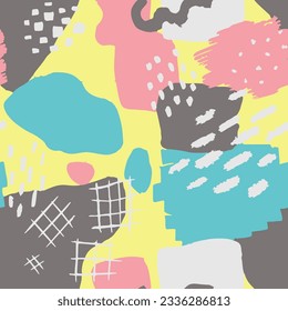 Purple Seamless Grunge Beauty Watercolor Silhouette. Yellow Seamless Abstract Retro Ornament, Seamless Art. Light Repetitive Stylish Graphic Invitation Blob