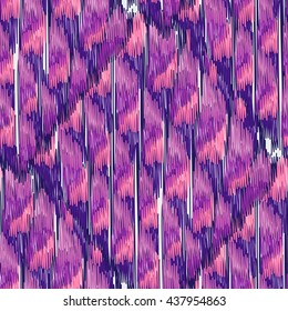 Purple seamless Ikat Pattern with geometrical drawing. Abstract  background for textile design, wallpaper, surface textures, wrapping paper.