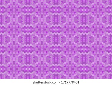 Violett nahtloses Mosaikmuster. Abstrakter sechseckiger Hintergrund für Tapete, Hintergrund, Banner, Vorlage, Illustration, Stoff und andere Anwendungen. Vektorgrafik. Violett.