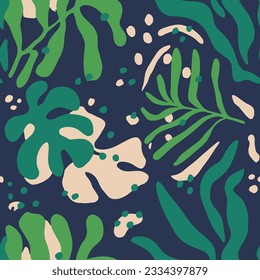 Purple Seamless Nature Bloom Template Print. Gradient Seamless Classic Beauty Textile, Seamless Design. Green Continuous Summer Beach Quill Background. 