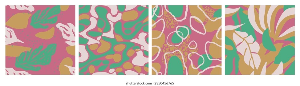 Purple Seamless Nature Spring Artwork Collection. Dark Continuous Abstract Beach Textile, Seamless Art. Blue Repetitive Doodle Fresh Style Backdrop. 