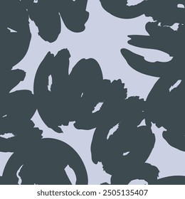 Purple seamless pattern with abstract gray flowers. Vector square background, illustration, print, floral design