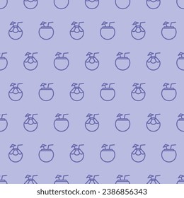 Purple seamless pattern with coconut drink