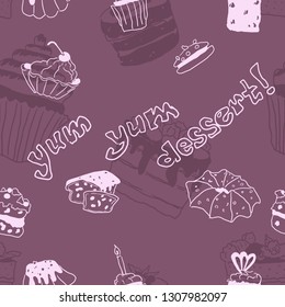 purple seamless pattern doodle sweets interesting pattern