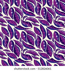 Purple seamless pattern. Floral background. Wavy abstract.