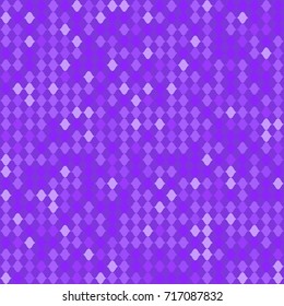 Purple seamless pattern of glittering lozenges. Grainy effect of a chaotic matrix pixels. Sparkling violet texture for decorating of wedding, Christmas gifts, jewel package covering, festive fabric.