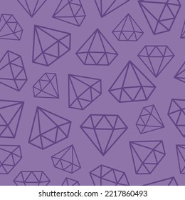 Purple seamless pattern with outline purple diamonds.