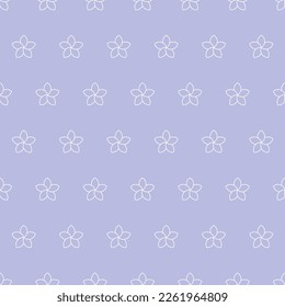 Purple seamless pattern with outline flowers