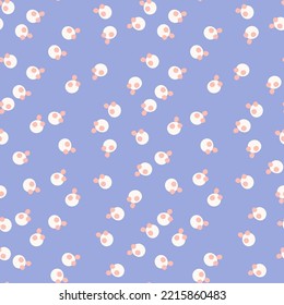 Purple seamless pattern with pink and white spots.