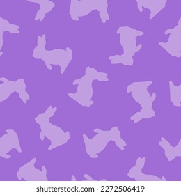 Purple seamless pattern with purple rabbit
