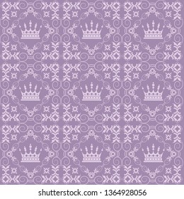 Purple seamless pattern in royal style, vector image