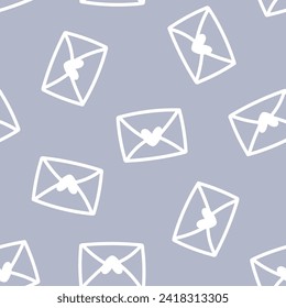 Purple seamless pattern with white envelopes