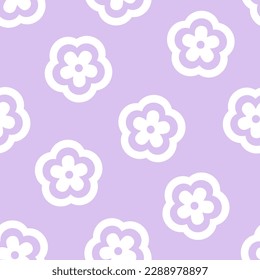 Violette, nahtlose Muster mit weißen Blumen