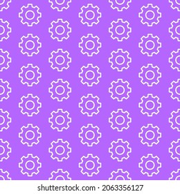 Purple seamless pattern with white gears.