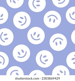Purple seamless pattern with white happy face