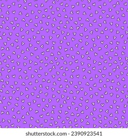 Purple seamless pattern with white hearts