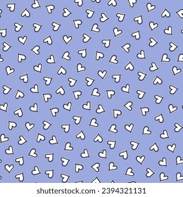 Purple seamless pattern with white hearts