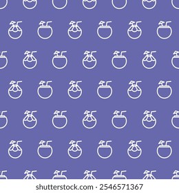 Purple seamless pattern with white outline coconut drink