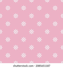 Purple seamless pattern with white ship wheel.