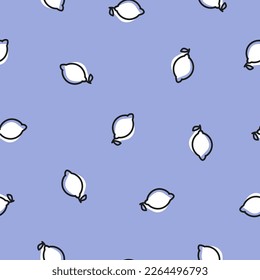 Purple seamless pattern with white tiny lemon