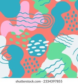 Purple Seamless Round Hand Drawn Textile Stripes. Black Endless Summer Decorative Set, Seamless Wrapping. Pastel Repetitive Abstract Beauty Scribble Background