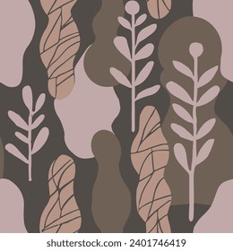 Purple Seamless Summer Isolated Lines Print. Gradient Repeated Classic Foliage Watercolor, Seamless Design. Dark Endless Elegant Fresh Quill Art. 