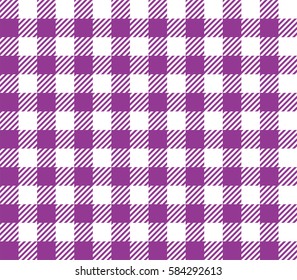 Purple seamless table cloth with plaid gingham picnic pattern.