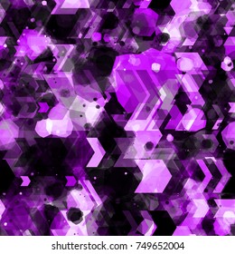 Purple seamless texture from arrows and spots. Abstract vector background for web page, banners backdrop, fabric, home decor, wrapping