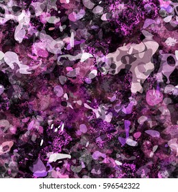 Purple seamless texture. Grunge splattered pattern. Abstract vector background.
