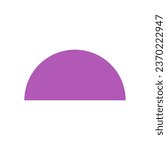 purple semicircle basic 2d shapes isolated, geometric semicircle icon, 2d shape symbol half circle, clip art geometric semicircle shape for kids learning