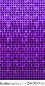 Violette Pailletten-Textur, nahtloser vertikaler Hintergrund. Glänzendes violettes Pailletten-Muster, Glitzer-Ferien-Kulisse