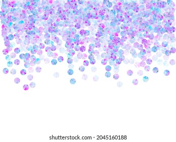 El fondo vectorial de dispersión de confección de las secuencias moradas. Elegante esparadrapo partículas esbeltas decoración de vacaciones vista superior. El confeti de cumpleaños es un sustituto de textura de lustering.