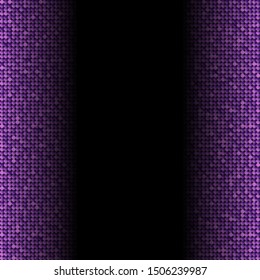 Purple sequins, glitters, sparkles, paillettes, mosaic background template. Abstract luxury halftone vector creative backdrop. Purple rounds with gradient trendy. Vibrant shiny dots glitter texture.
