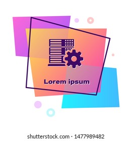Purple Server setting icon isolated on white background. Color rectangle button. Vector Illustration