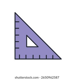 A purple set square, ideal for designs related to geometry, education, drafting, or precision.
