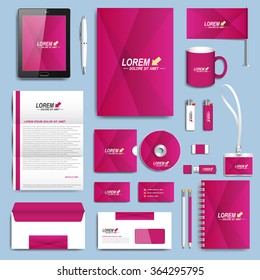 Purple Set Of Vector Corporate Identity Templates. Modern Business Stationery Design.