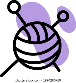 Purple sewing thread, illustration, on a white background.