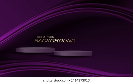 Purple shade illustration, oval arcs, isolated podium.