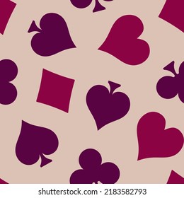 Purple shades playing card sign seamless pattern.