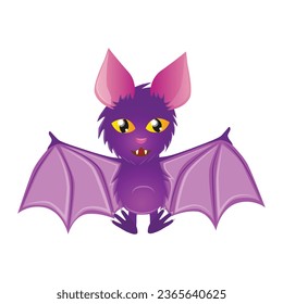 purple sharp eared bat with outstretched wings