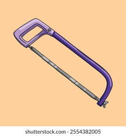 Purple sharp hacksaw isolated on beige